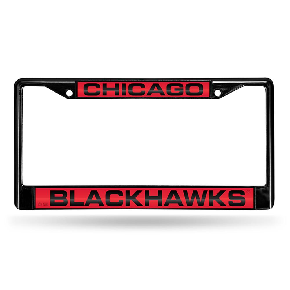 Chicago Blackhawks Nhl Laser Cut Black License Plate Frame