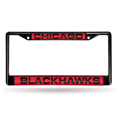 Chicago Blackhawks Nhl Laser Cut Black License Plate Frame