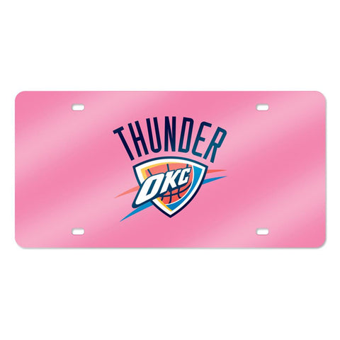 Oklahoma City Thunder NBA Laser Cut License Plate Tag (Breast Cancer Awareness)