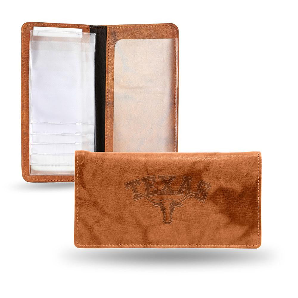 Texas Longhorns Ncaa Embossed Checkbook Holder (pecan Cowhide)