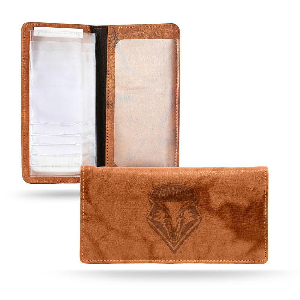 New Mexico Lobos Ncaa Embossed Checkbook Holder (pecan Cowhide)