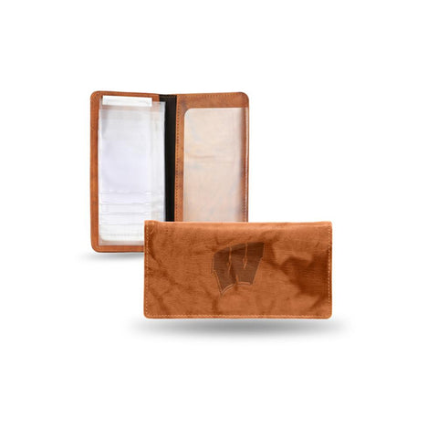 Wisconsin Badgers Ncaa Embossed Checkbook Holder (pecan Cowhide)