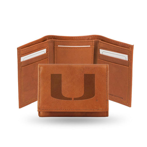 Miami Hurricanes  Tri-fold Wallet (pecan Cowhide)