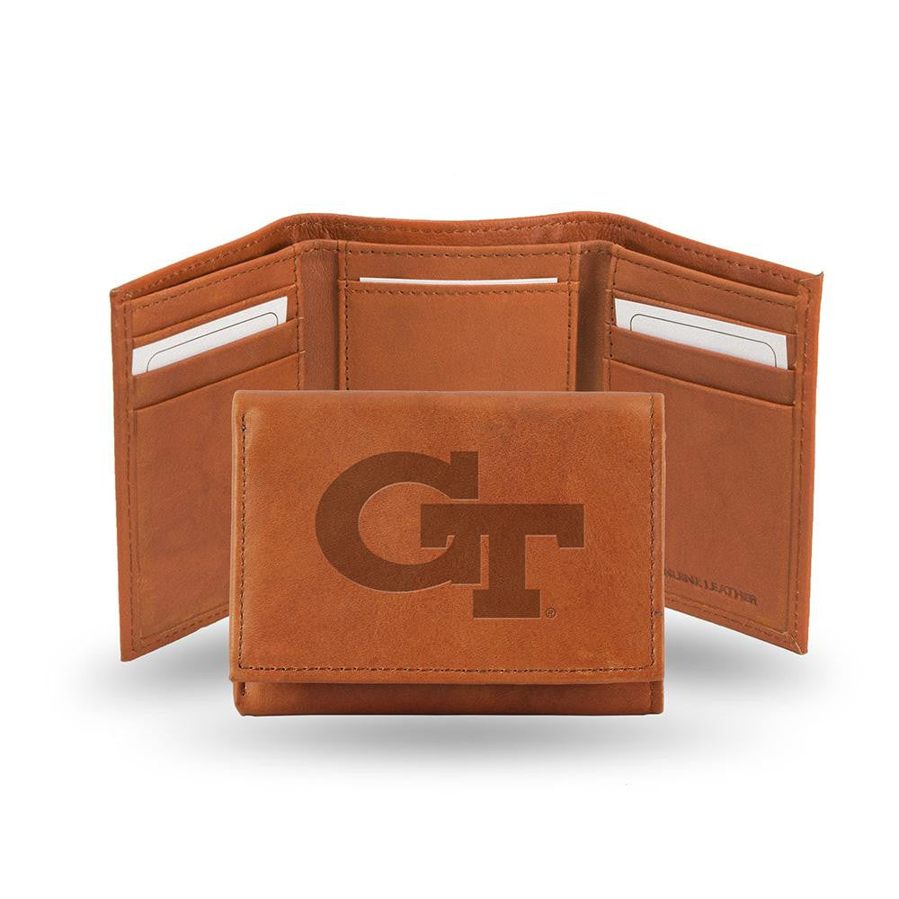 Georgia Tech Yellowjackets  Tri-fold Wallet (pecan Cowhide)