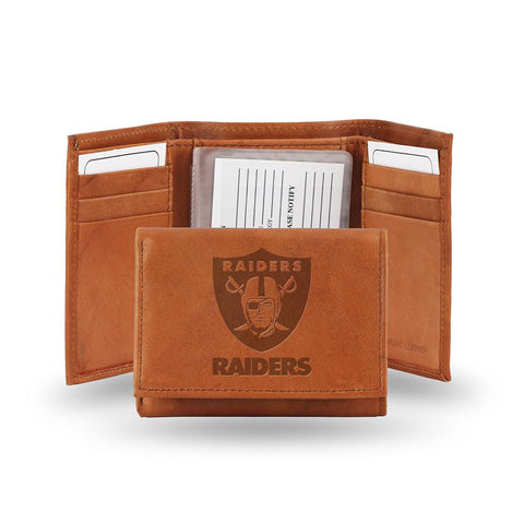 Oakland Raiders  Tri-Fold Wallet (Pecan Cowhide)