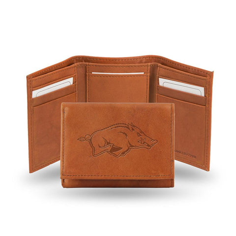 Arkansas Razorbacks  Tri-fold Wallet (pecan Cowhide)