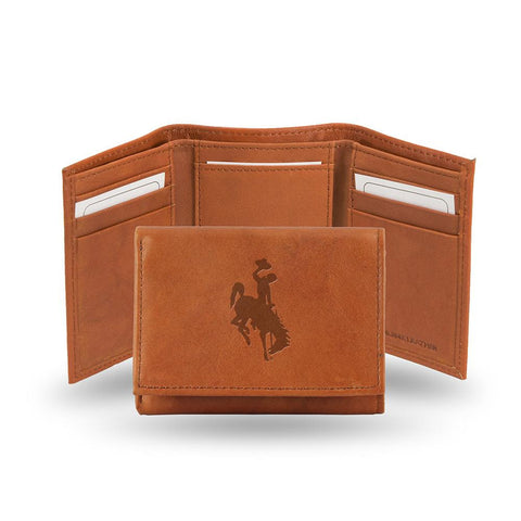 Wyoming Cowboys  Tri-fold Wallet (pecan Cowhide)