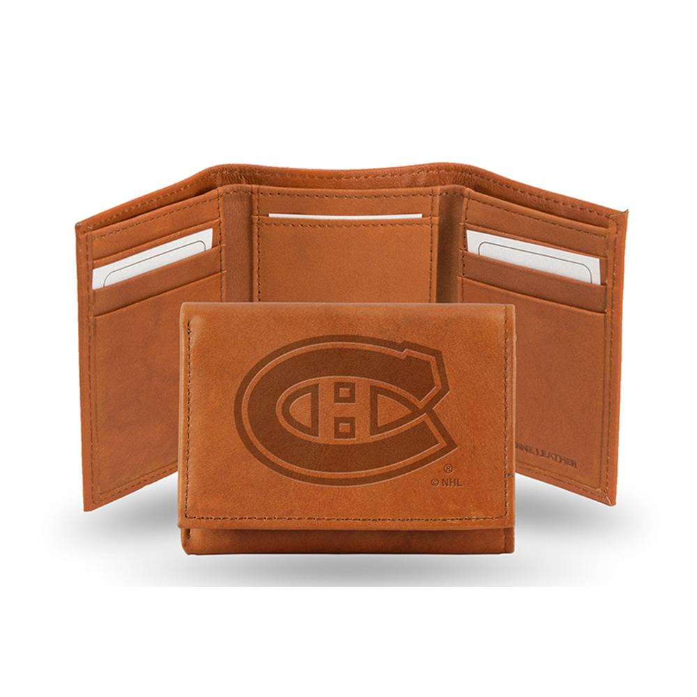 Montreal Canadiens Nhl Tri-fold Wallet (pecan Cowhide)