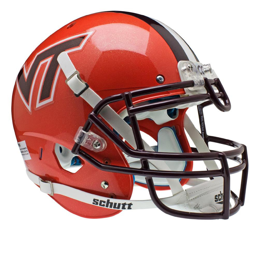 Virginia Tech Hokies Ncaa Authentic Air Xp Full Size Helmet (alternate Orange W- Stripe 4)