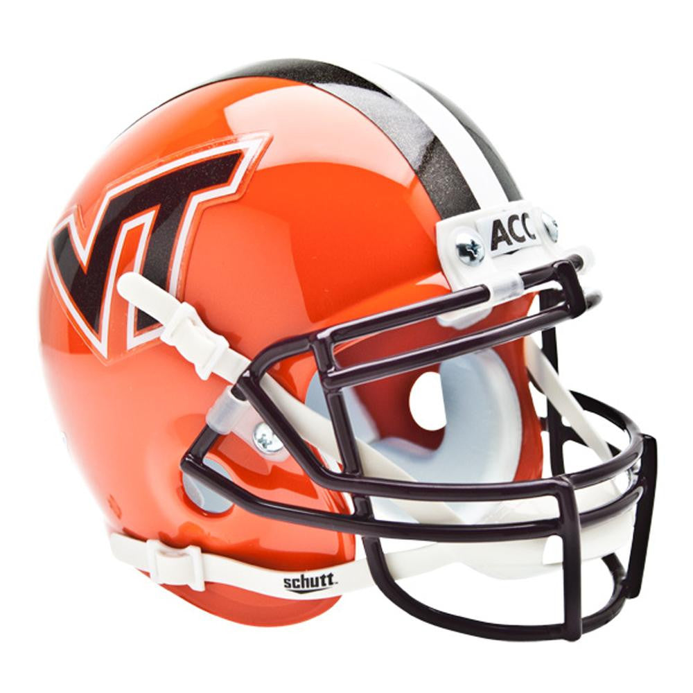 Virginia Tech Hokies Ncaa Authentic Mini 1-4 Size Helmet (alternate Orange W- Stripe 4)