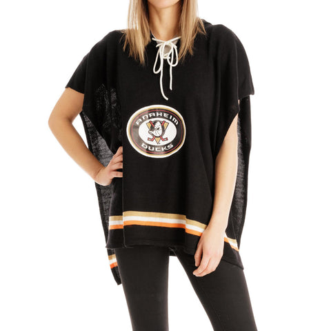 Anaheim Ducks NHL Stylish Knitted Cowl Hood Poncho (One Size Fits Most)