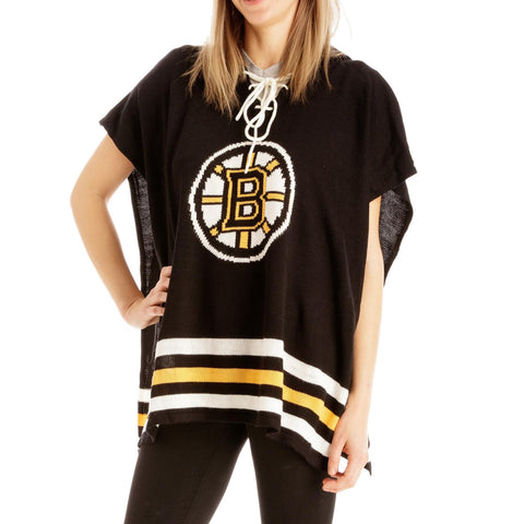 Boston Bruins NHL Stylish Knitted Cowl Hood Poncho (One Size Fits Most)