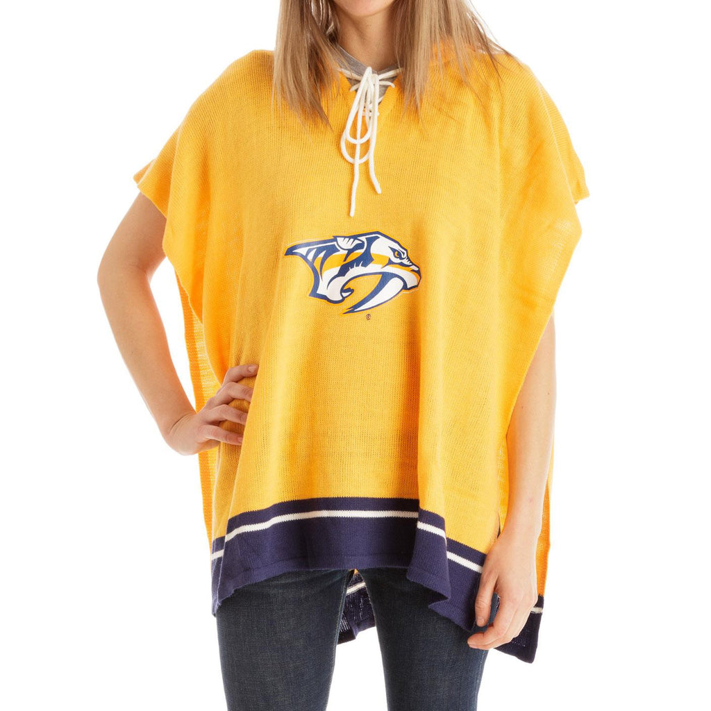 Nashville Predators NHL Stylish Knitted Cowl Hood Poncho (One Size Fits Most)