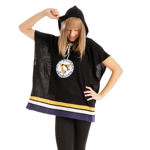 Pittsburgh Penguins NHL Stylish Knitted Cowl Hood Poncho (One Size Fits Most)