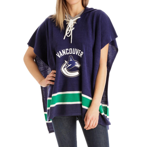 Vancouver Canucks NHL Stylish Knitted Cowl Hood Poncho (One Size Fits Most)