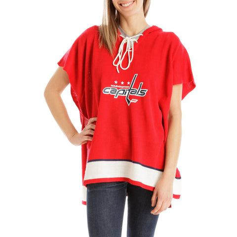 Washington Capitals NHL Stylish Knitted Cowl Hood Poncho (One Size Fits Most)
