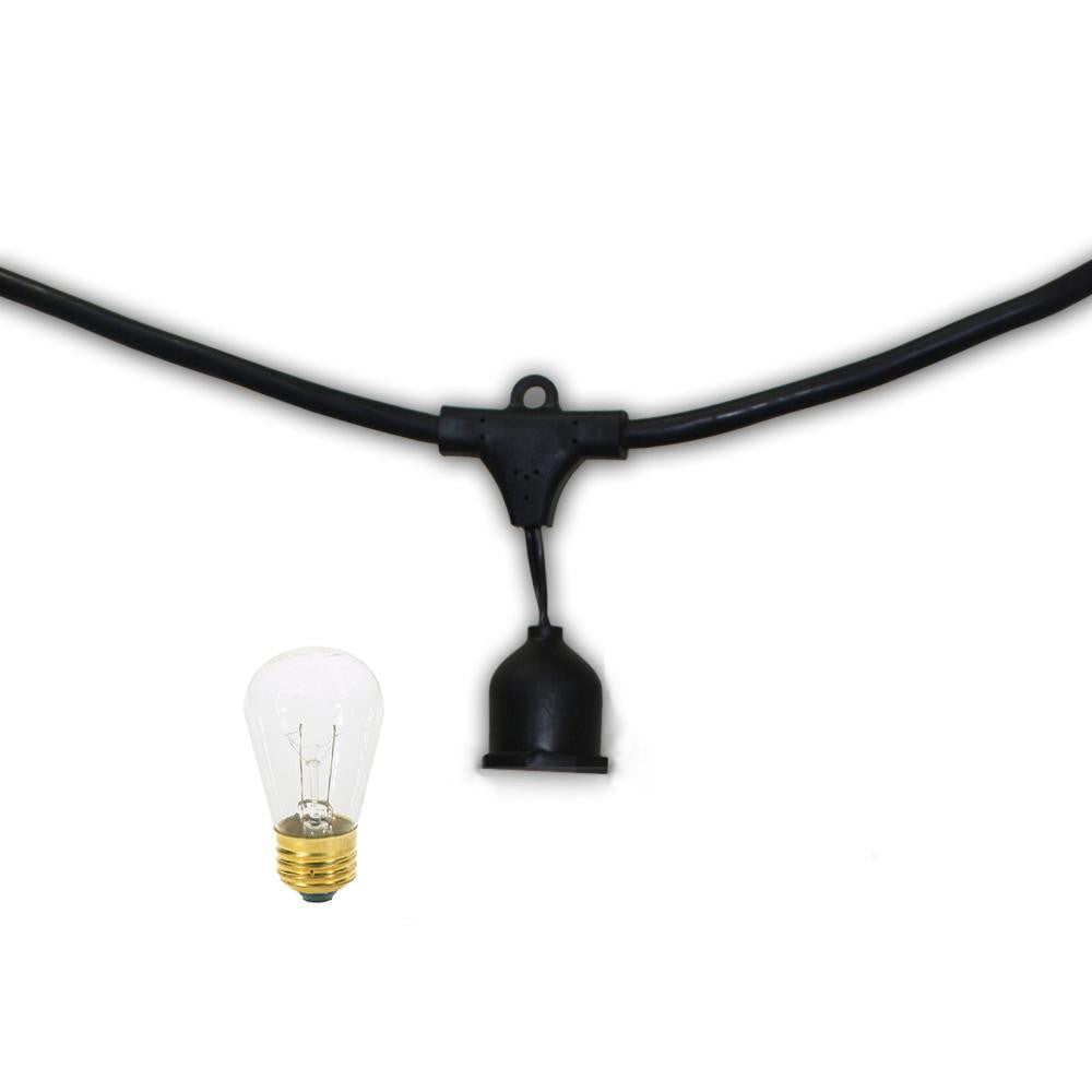 String Light Company Vintage 48-ft Outdoor Commercial String Lights With 24 S...