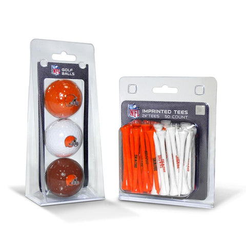 Cleveland Browns NFL 3 Ball Pack and 50 Tee Pack