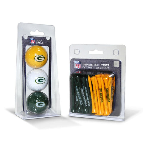 Green Bay Packers NFL 3 Ball Pack and 50 Tee Pack