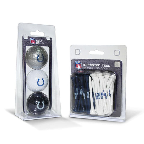 Indianapolis Colts NFL 3 Ball Pack and 50 Tee Pack