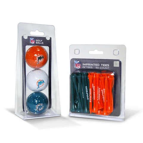 Miami Dolphins NFL 3 Ball Pack and 50 Tee Pack