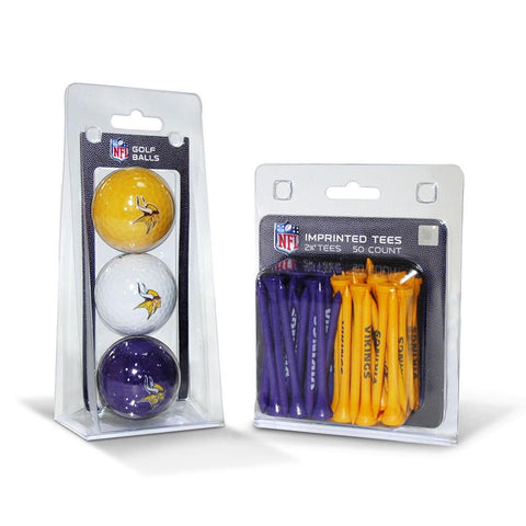 Minnesota Vikings NFL 3 Ball Pack and 50 Tee Pack