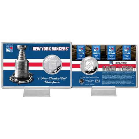 New York Rangers NHL New York Rangers Stanley Cup inHistoryin Silver Coin Card