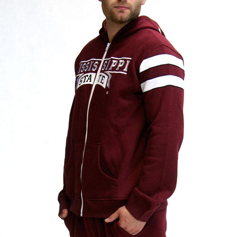 Mississippi State Bulldogs Ncaa Mens Full-zip Hoddie (maroon)