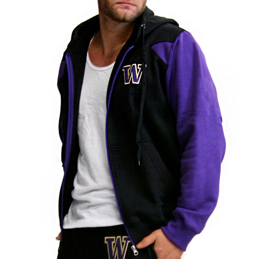 Washington Huskies Ncaa Mens Full-zip Hoddie (black)