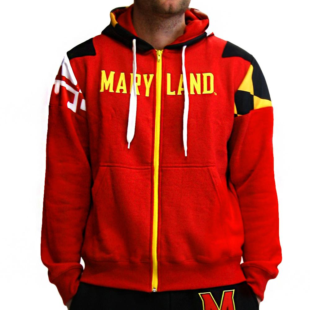 Maryland Terps Ncaa Mens Full-zip Hoddie (red)