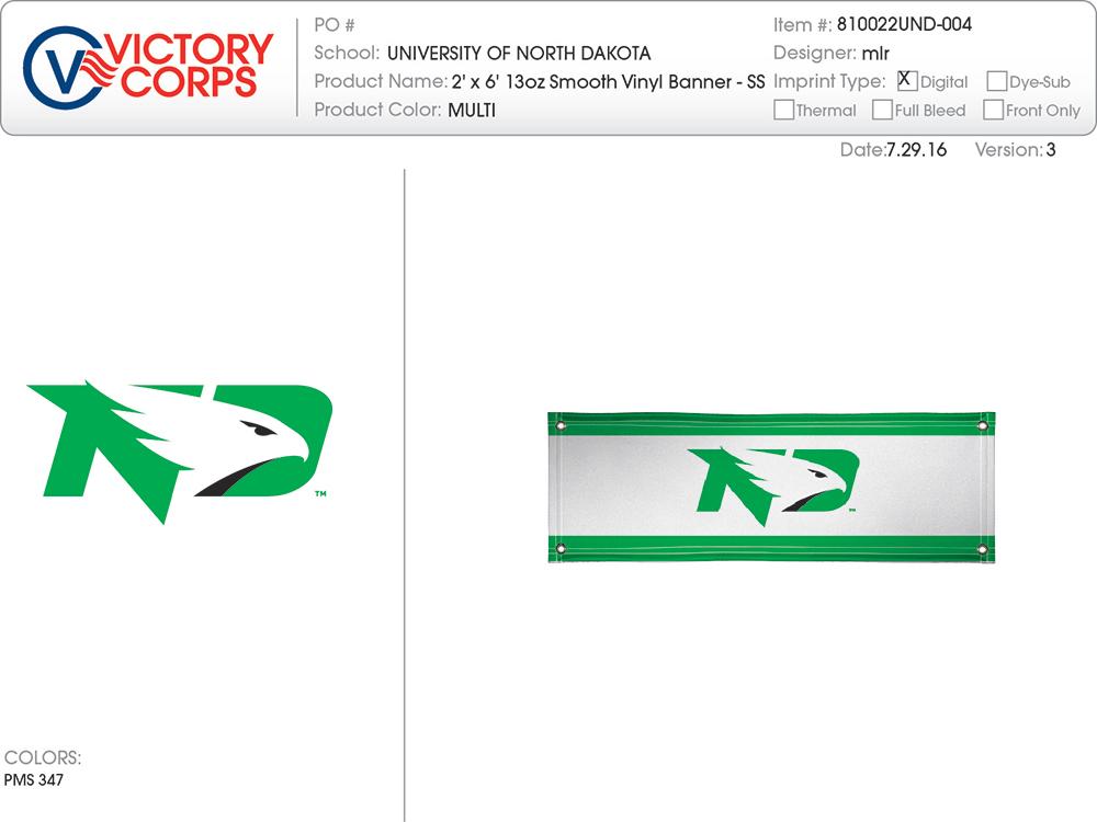 North Dakota Fighting Sioux Ncaa Vinyl Banner (2ft X 6ft)