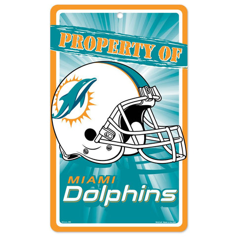 Miami Dolphins NFL Property Of Plastic Sign (7.25in x 12in)