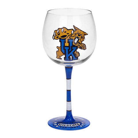 Kentucky Wildcats Ncaa Pair Of Hand Painted 12oz. Wine Glass (set Of 2)