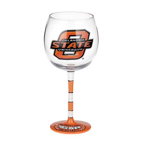 Oklahoma State Cowboys Ncaa Pair Of Hand Painted 12oz. Wine Glass (set Of 2)