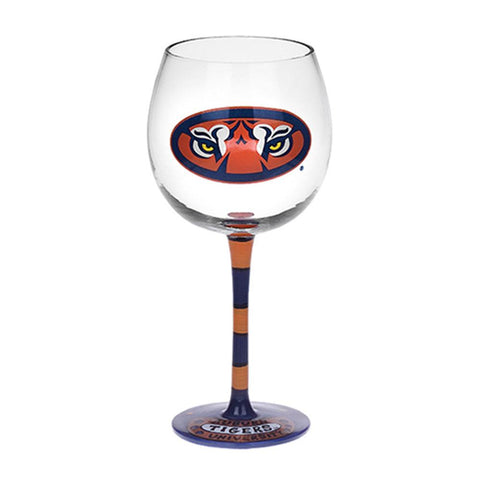 Auburn Tigers Ncaa Pair Of Hand Painted 12oz. Wine Glass (set Of 2)