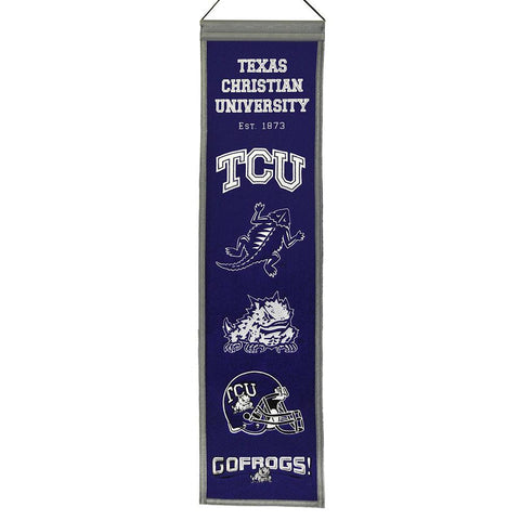 Texas Christian Horned Frogs Ncaa "heritage" Banner (8"x32")