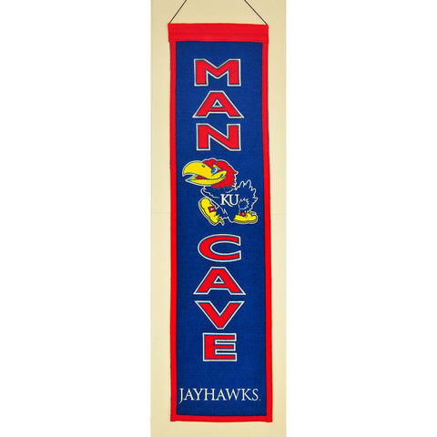 Kansas Jayhawks Ncaa "man Cave" Vertical Banner (8" X 32")