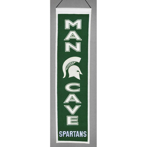 Michigan State Spartans Ncaa "man Cave" Vertical Banner (8" X 32")